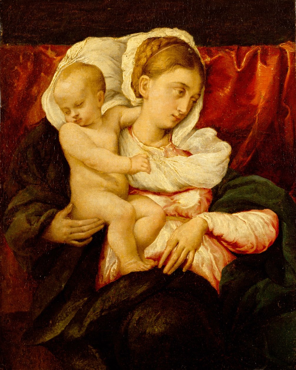 Madonna met kind door Jacopo Bassano