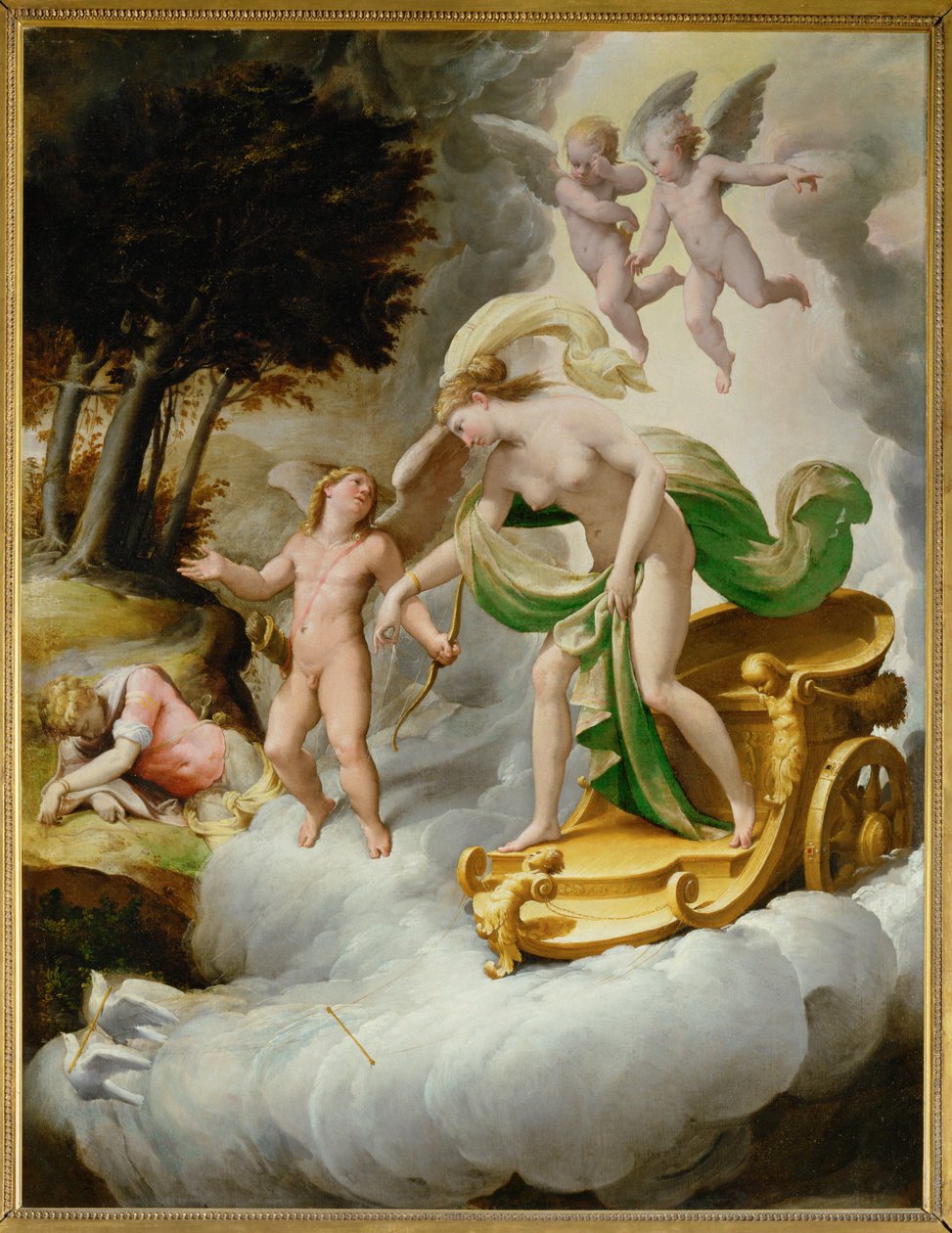 Venus geleid door Amor naar de dode Adonis ... door Jacopo Ianguidi (1544 c.1573) Bertoia