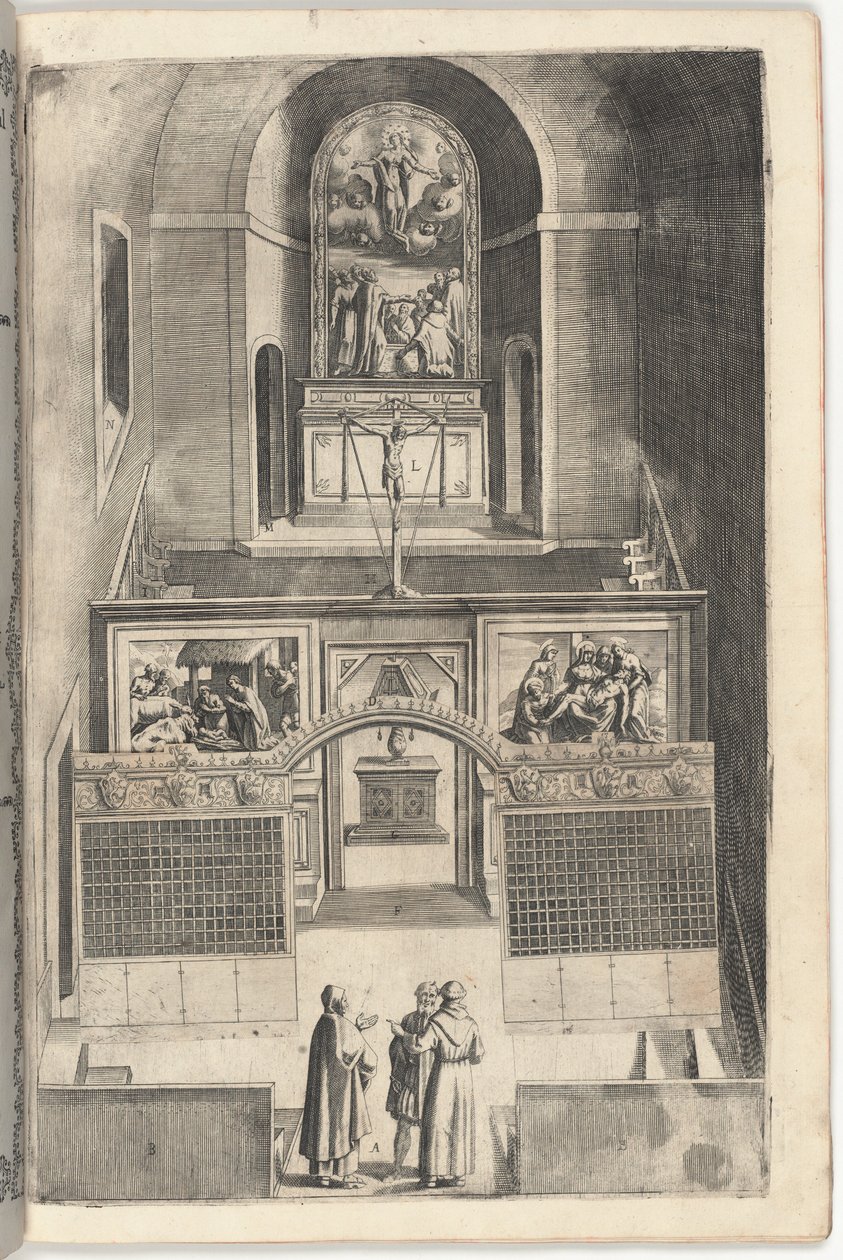 Interieur van de Kleine Kerk (Interno della chiesa minore) [plaat F] door Jacopo Ligozzi