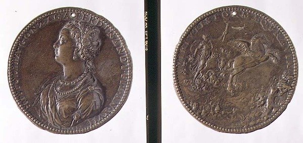 Portretmedaille, voorzijde met Hippolytus Gonzaga, keerzijde mogelijk Juno op haar wagen door Jacopo Nizzola da Trezzo