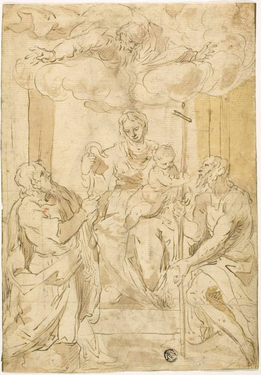 Maagd en Kind met Heiligen Thomas en Johannes de Doper (recto); Slapende Venus (verso) door Jacopo Palma il Giovane