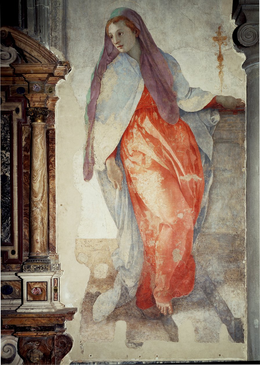 Annunciatie (detail) door Jacopo Pontormo