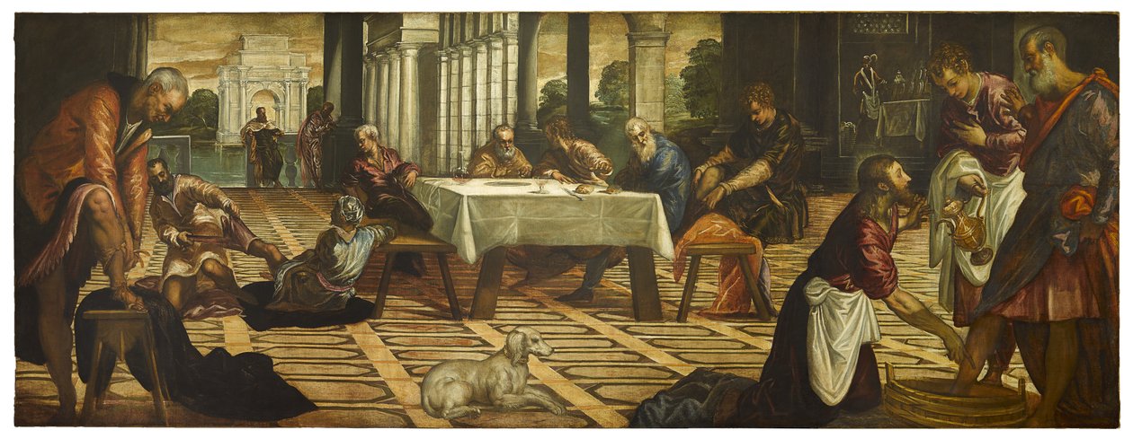Christus Wast de Voeten van Zijn Discipelen, c. 1545-55 door Jacopo Robusti Tintoretto
