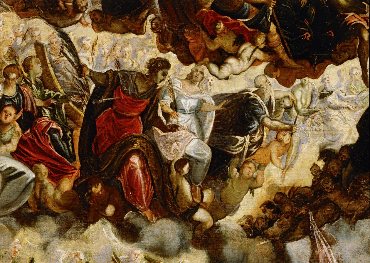 Paradijs ... (schilderij op doek) door Jacopo Robusti Tintoretto