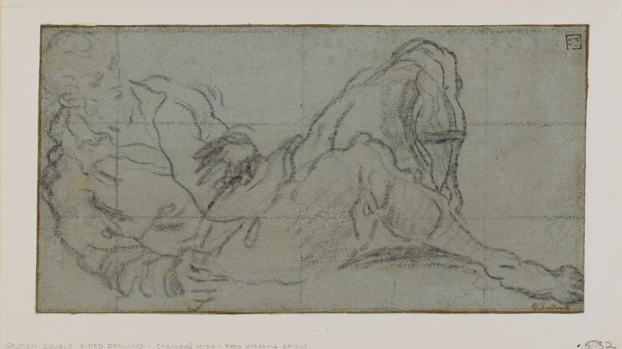 Liggende Mannelijke Figuur door Jacopo Robusti Tintoretto