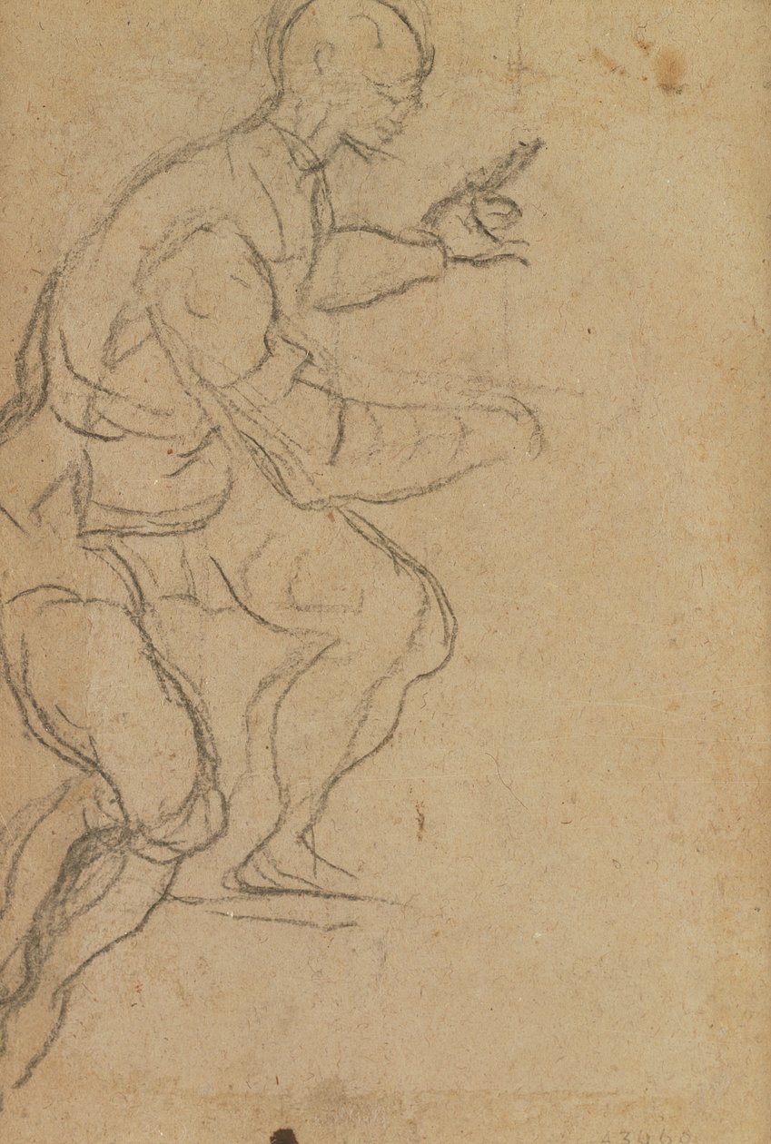 Zittende man van onderaf gezien (verso) door Jacopo Robusti Tintoretto