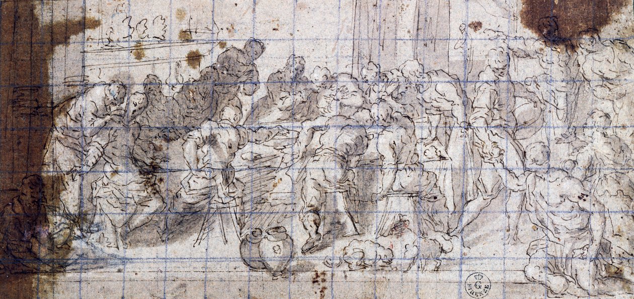 Studie voor Bruiloft te Kana door Jacopo Robusti Tintoretto
