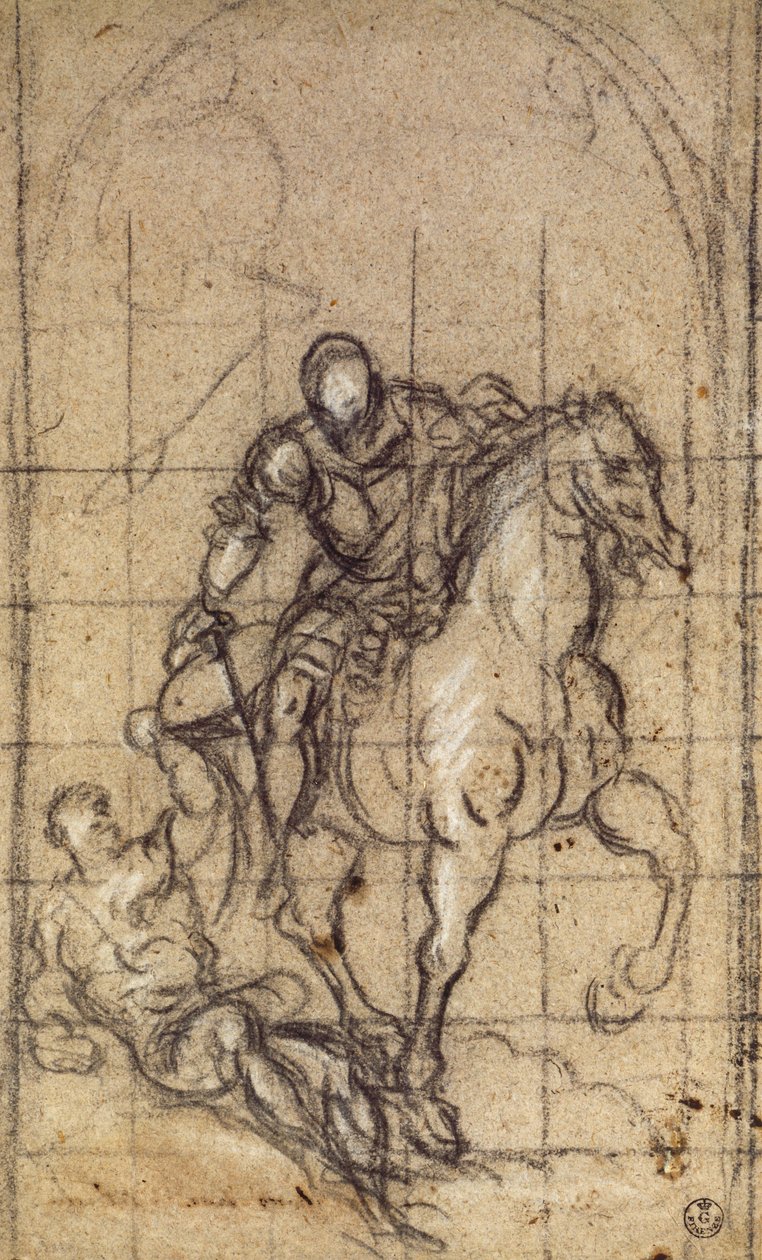 Studie voor San Martino, tekening door Jacopo Robusti Tintoretto
