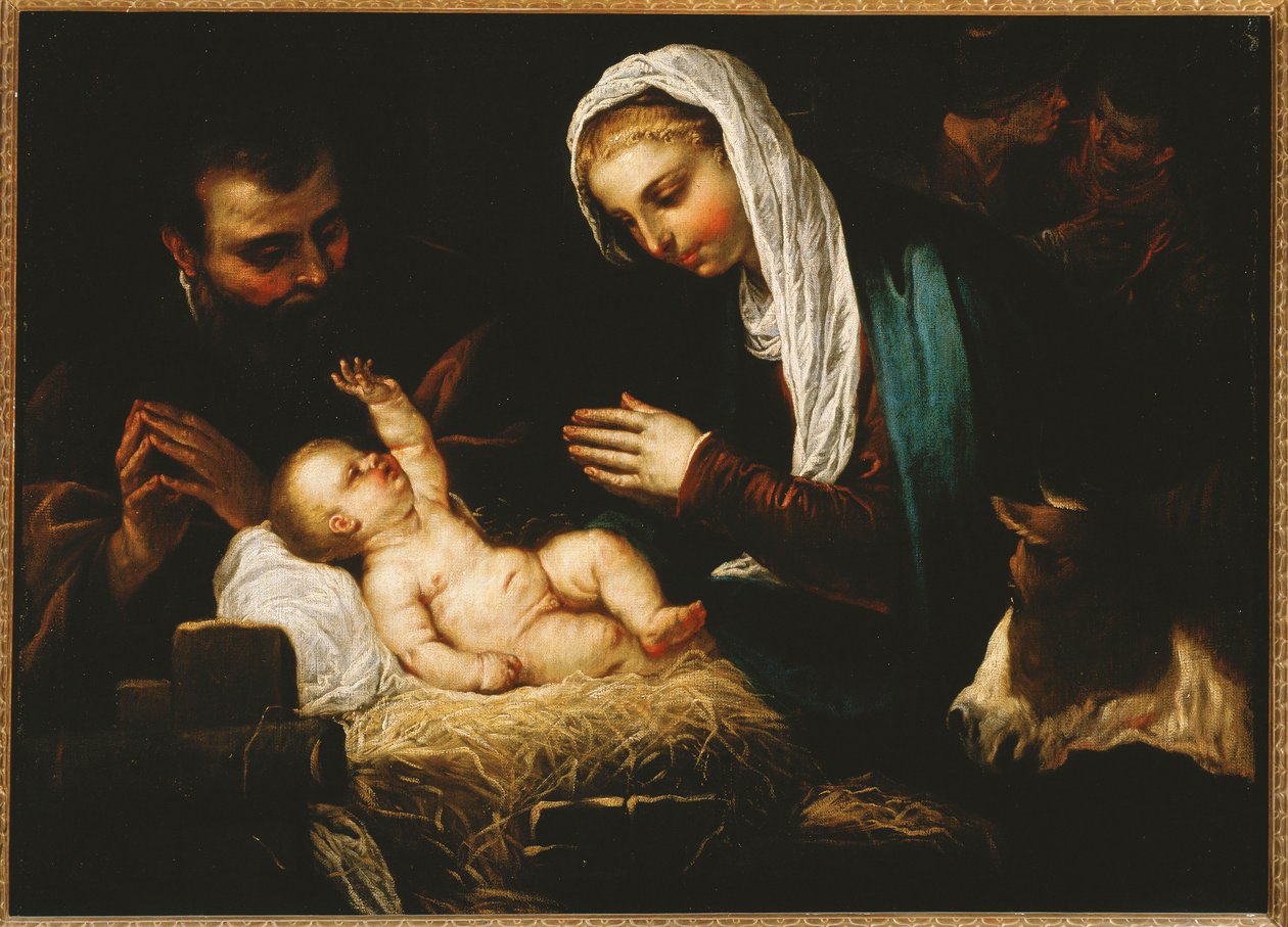 De Heilige Familie ... (schilderij op doek) door Jacopo Robusti Tintoretto