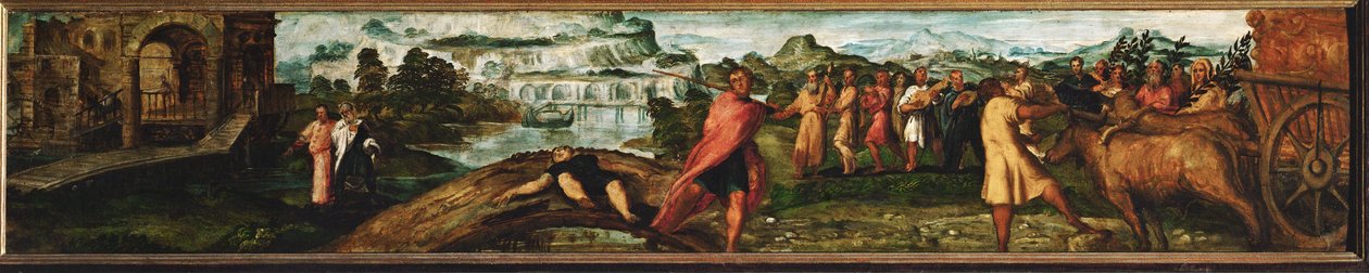 Transport van de Ark van het Verbond ... (olieverf op hout) door Jacopo Robusti Tintoretto