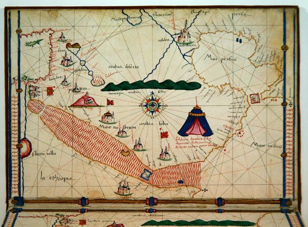 Ms Ital 550.0.3.15 fol.5v Kaart van de Rode Zee, uit de Carte Geografiche door Jacopo Russo