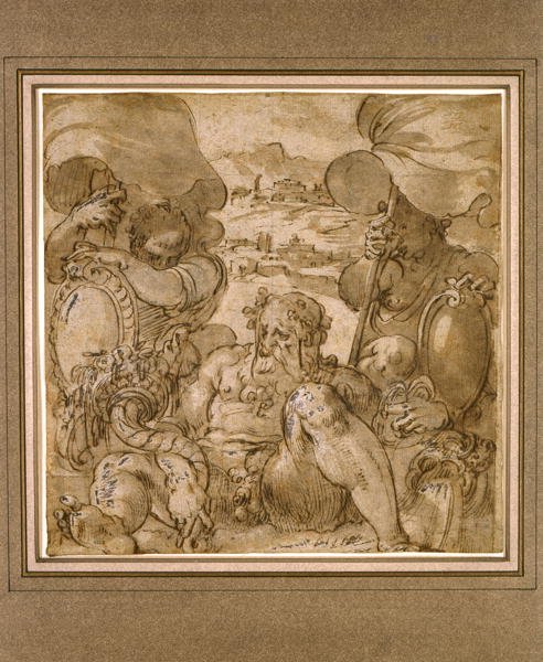 Studie voor de allegorie van San Gimignano en Colle Val d
