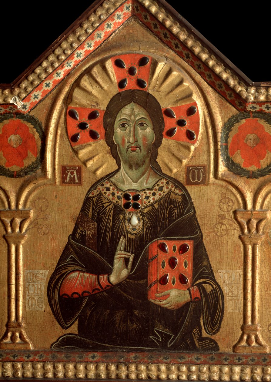 Polyptiek met verlosser en heiligen: Detail (1271) door Jacopo di Meliore