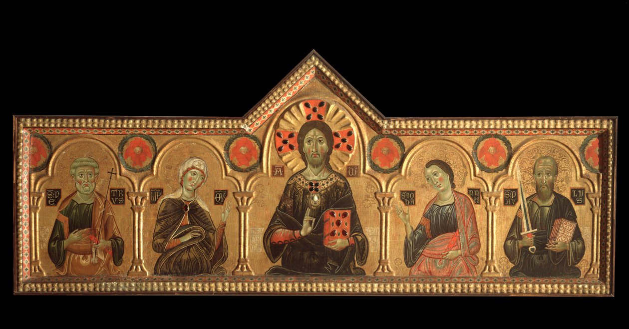 Polyptiek met verlosser en heiligen: de verlosser door Jacopo di Meliore