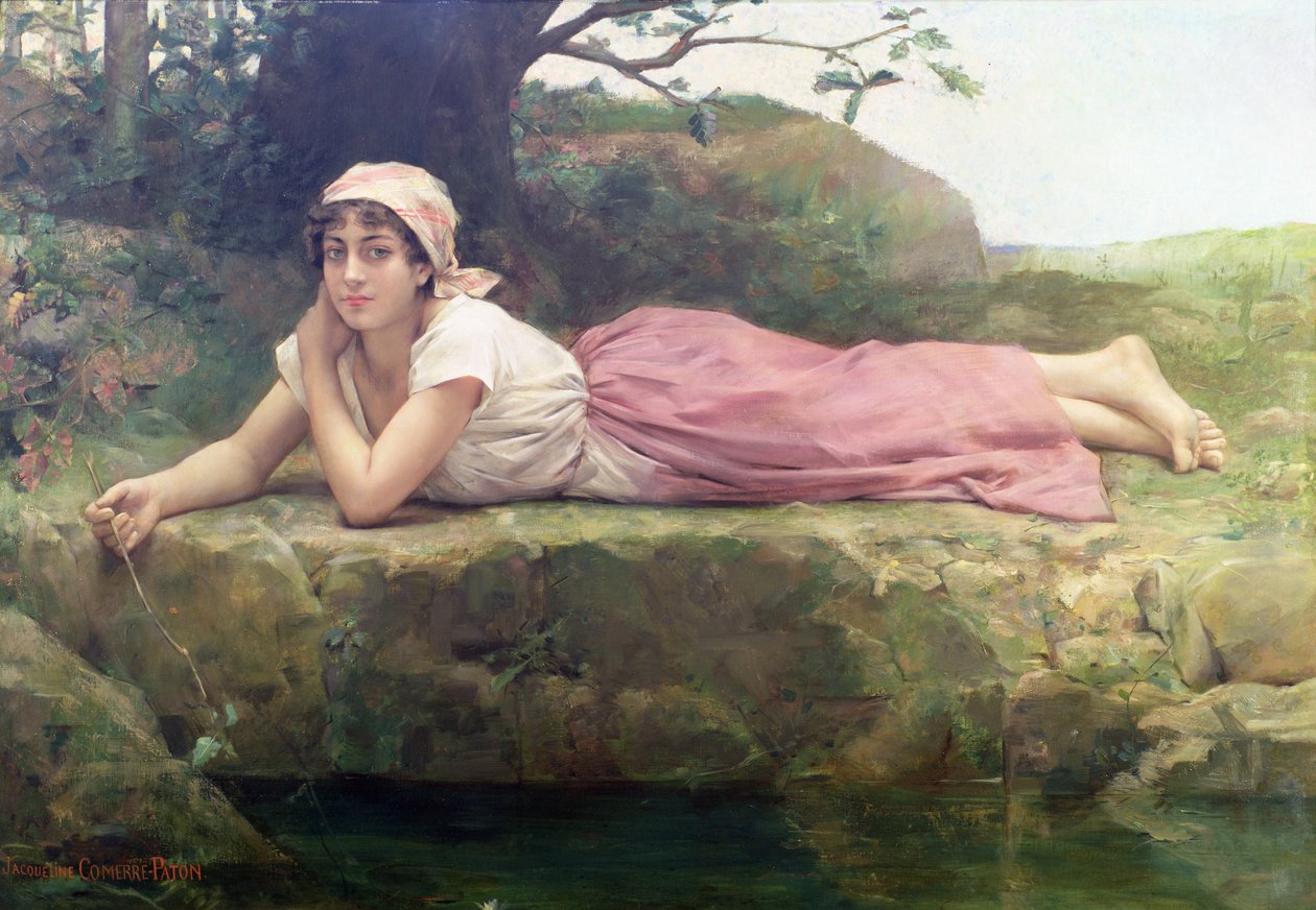 Aan de oevers van de rivier, 19e eeuw door Jacqueline Comerre Paton