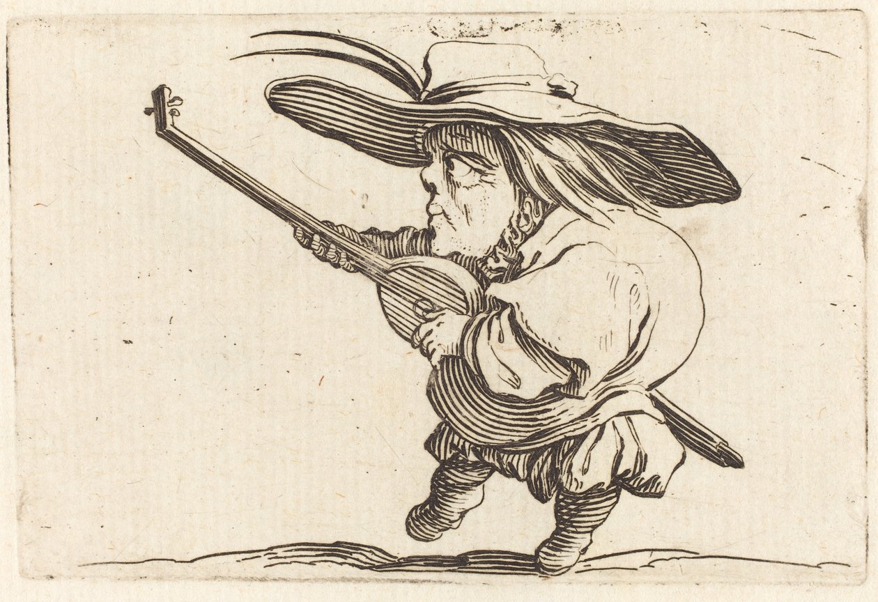 De Luitspeler, c.1622 door Jacques Callot