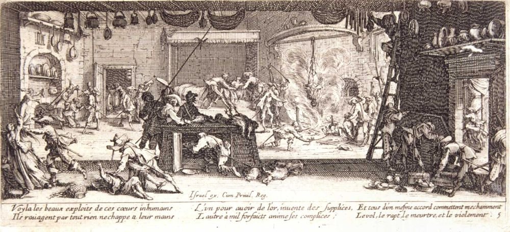 De plundering Les miseres et les mal-heures de la guerre, pl. 5 door Jacques Callot