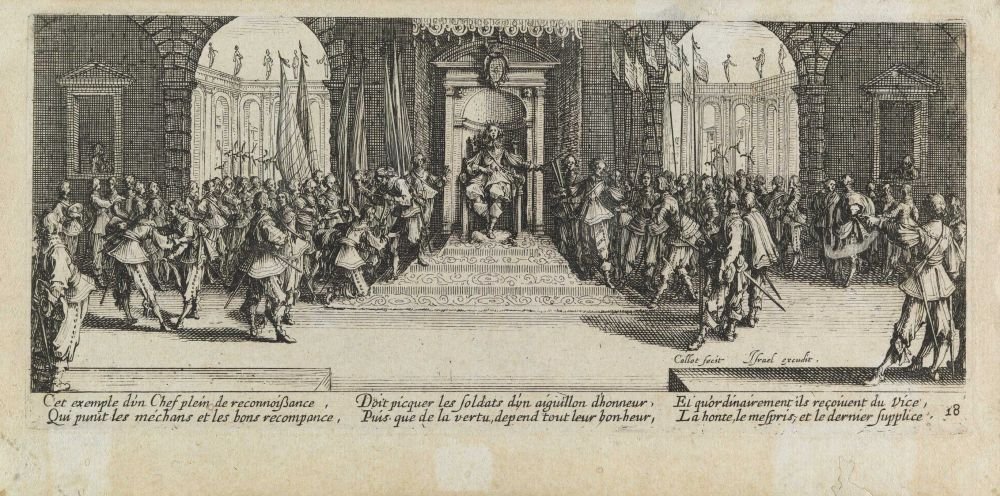 Het wiel Les miseres et les mal-heures de la guerre, pl. 18 door Jacques Callot