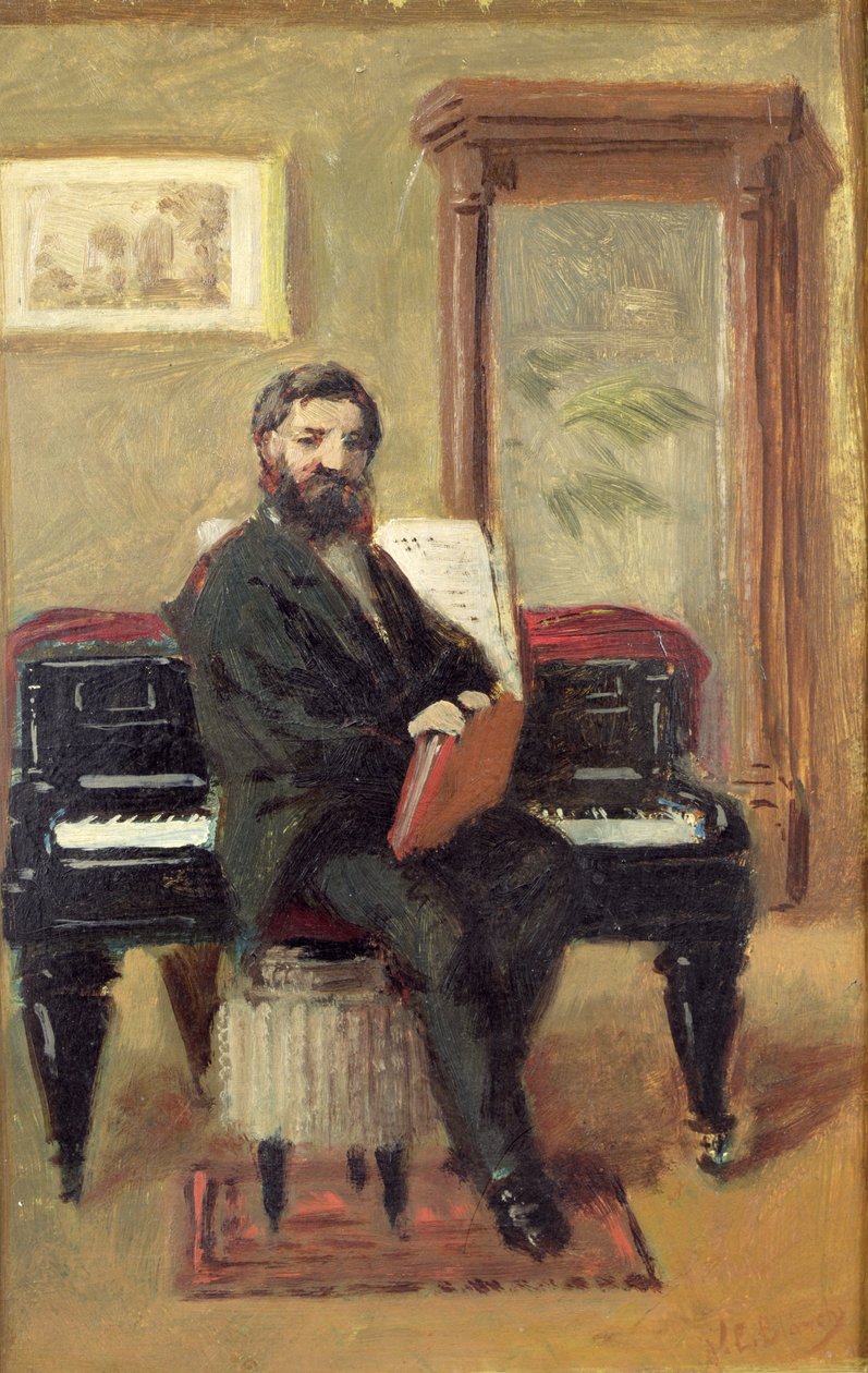 Claude Achille Debussy (1862-1918) aan zijn piano door Jacques Emile Blanche