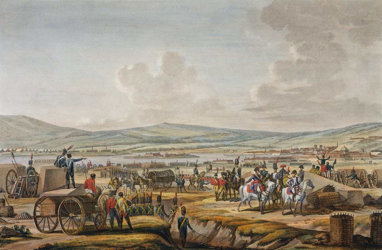 Napoleon Bezoekt de Belegeringswerken bij Danzig geleid door Maarschalk Le Febvre, 9 mei 1807, gegraveerd door Francois Jacques Dequevauviller door Jacques Francois Joseph Swebach