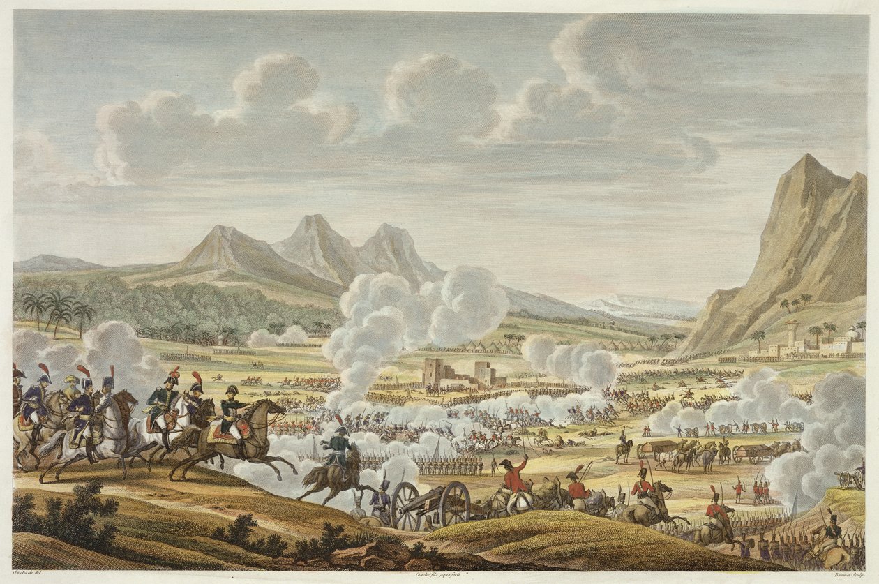 De slag bij de berg Tabor, 27 Ventôse, Jaar 7 (17 februari 1799) gegraveerd door Louis Francois Couche door Jacques Francois Joseph Swebach