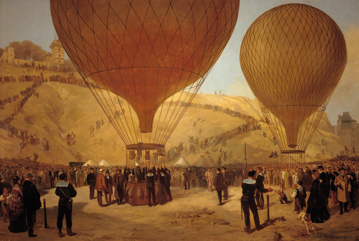 Het vertrek van Leon Michel Gambetta (1838-82) in de ballon 