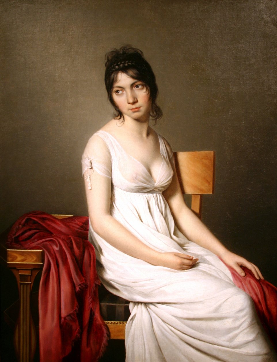 Portret van een jonge vrouw in het wit door Jacques Louis David