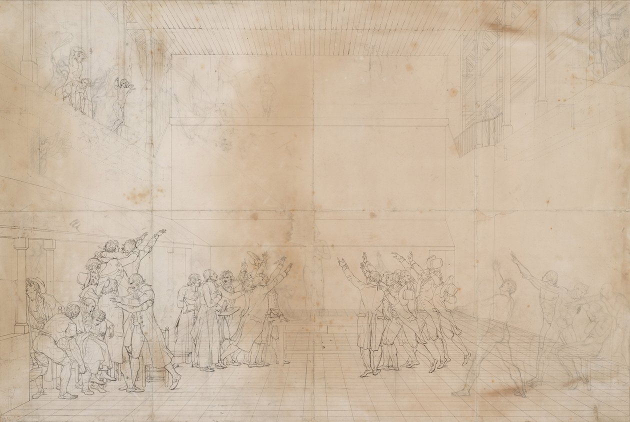 Studie voor De Eed op de Kaatsbaan, ca. 1790 door Jacques Louis David