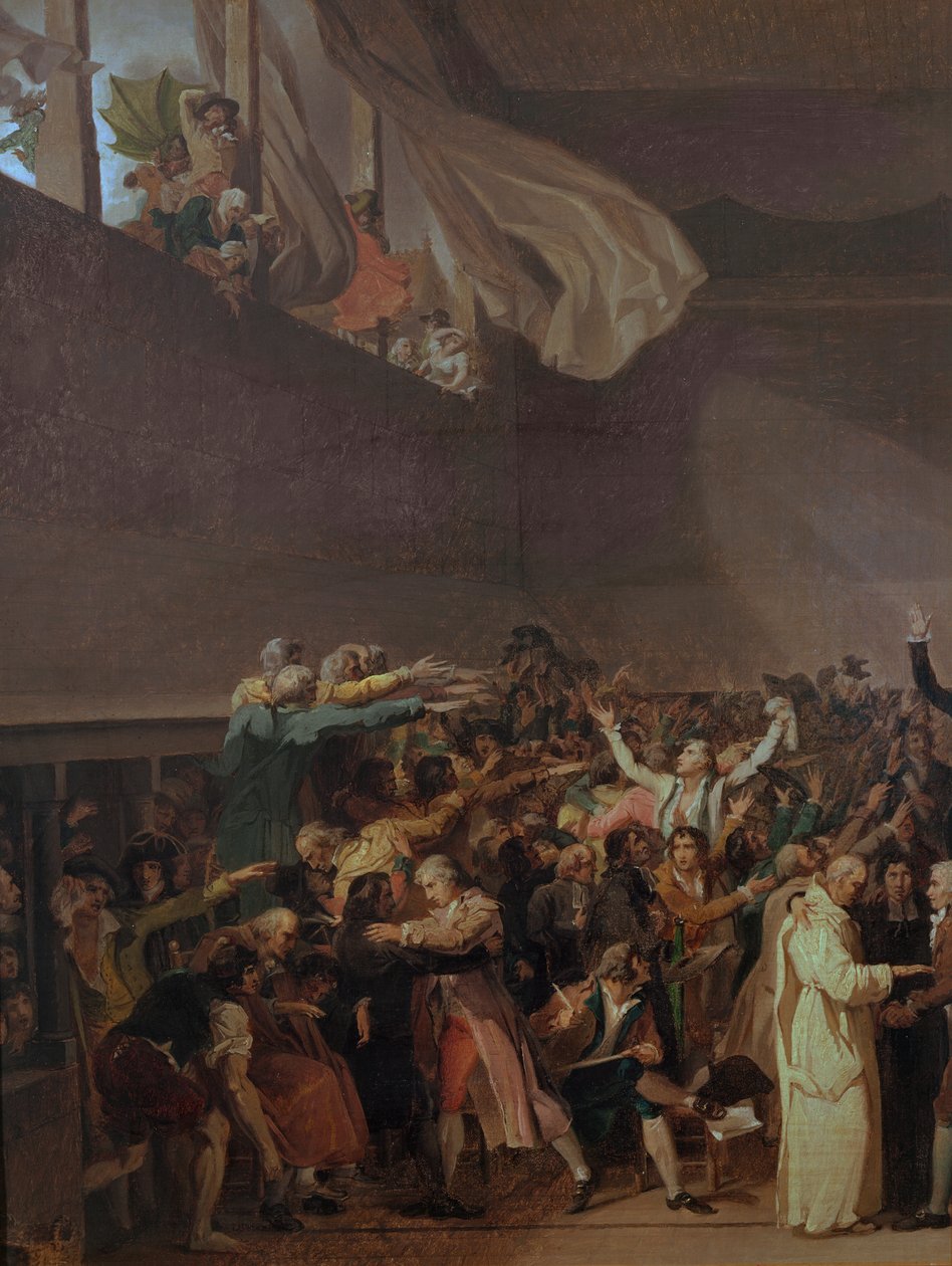 Eed op de tennisbaan, 20 juni 1789 (linker gedeelte van het schilderij) door Jacques Louis David