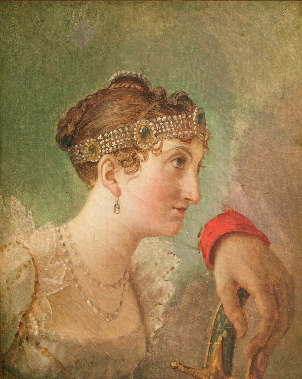 De Hertogin van Rochefoucauld en de hand van Eugène de Beauharnais door Jacques Louis David