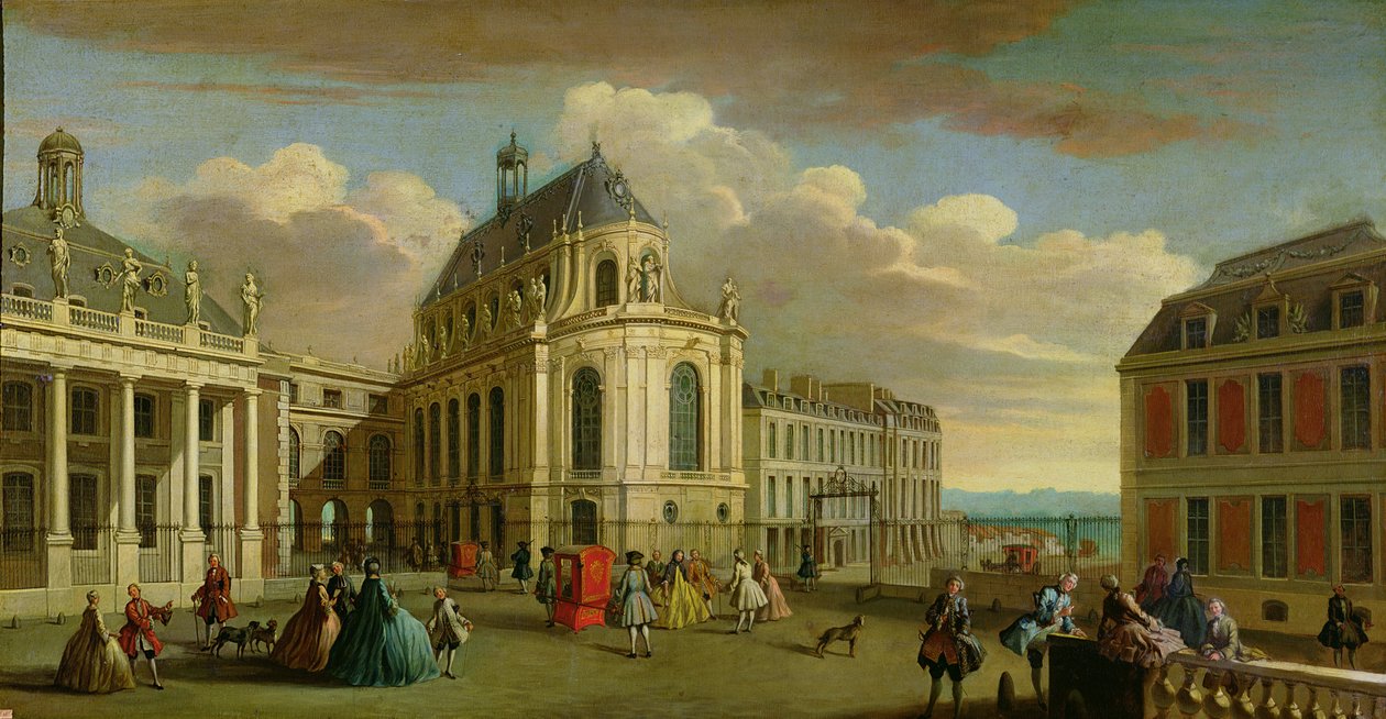 Uitzicht op de kapel van het kasteel van Versailles vanuit de binnenplaats door Jacques Rigaud