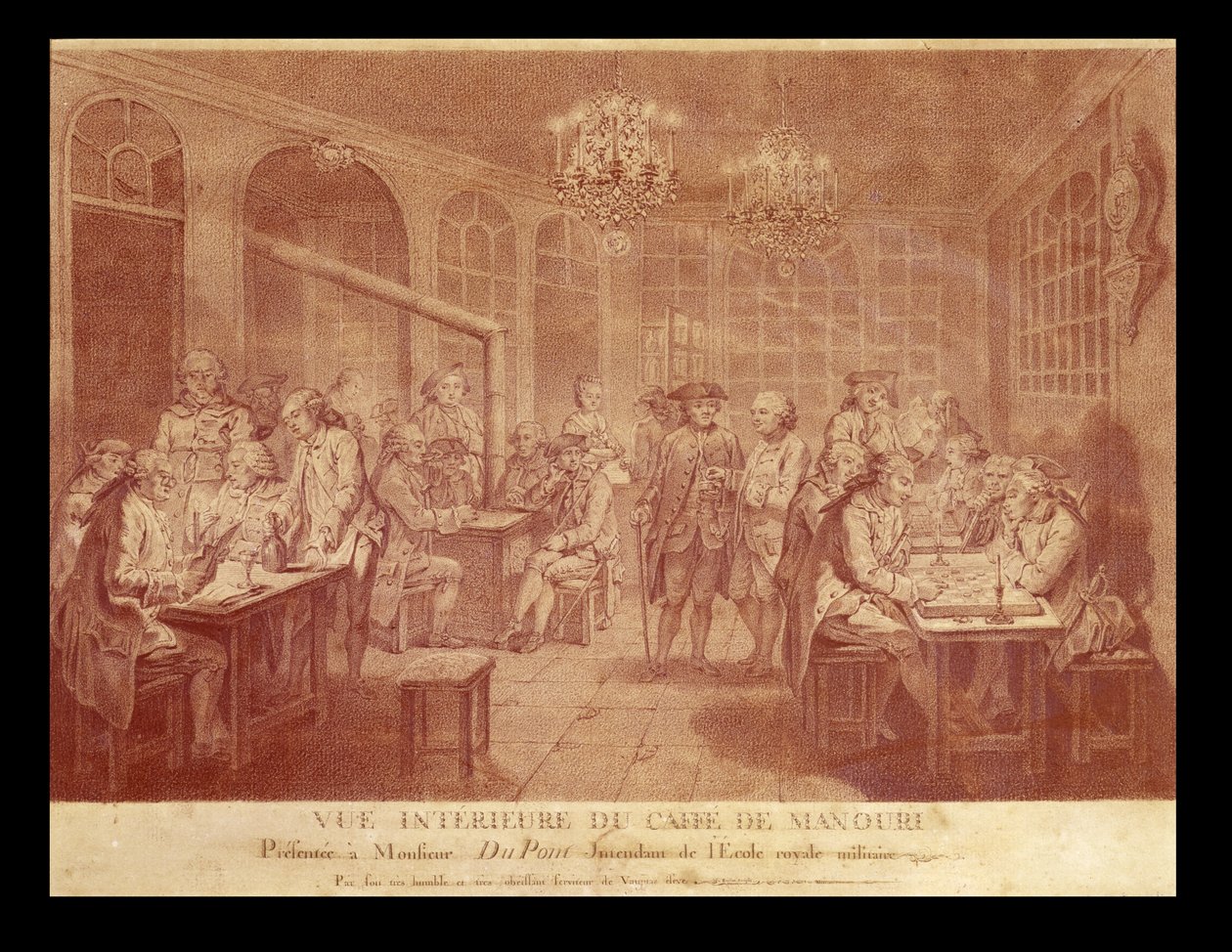 Interieur van het Café Manouri, ca. 1775 (rode krijt op papier) door Jacques Treton de Vaujas