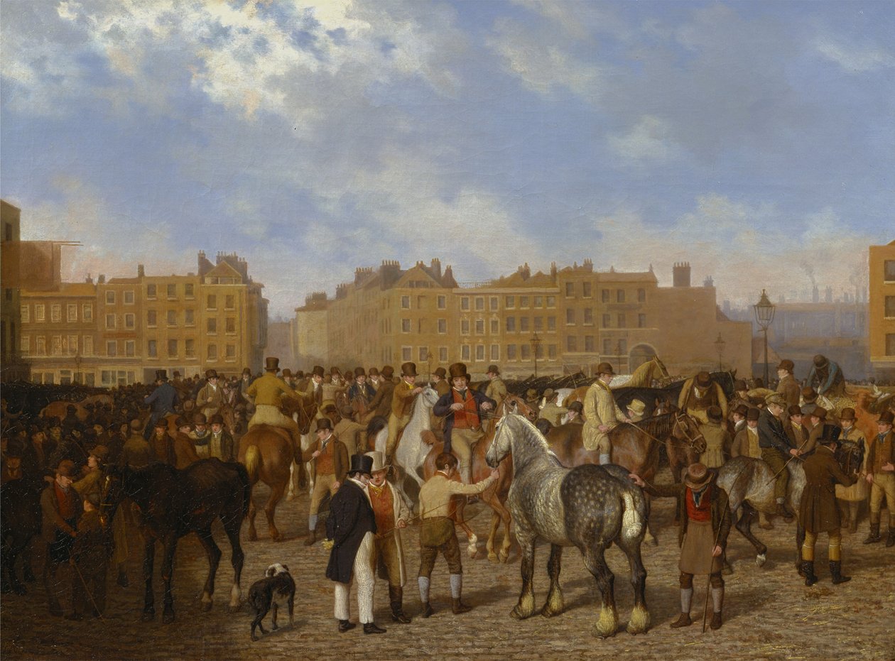 Oude Smithfield Market door Jacques-Laurent Agasse