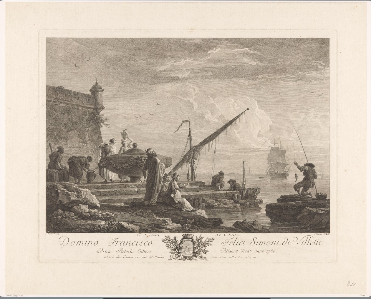 Figuren aan een rivieroever in de Levant door Jacques Aliamet