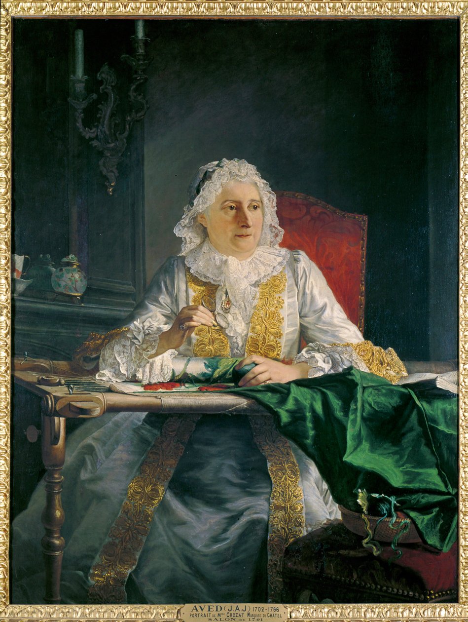 Portret van Mme. Antoine Crozat ... (schilderij op doek) door Jacques Andre Joseph Camelot Aved