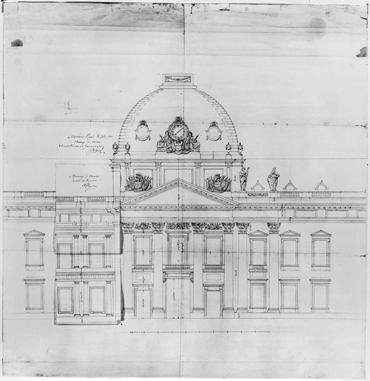 Ontwerp voor de Ecole Militaire in Parijs door Jacques Ange Gabriel