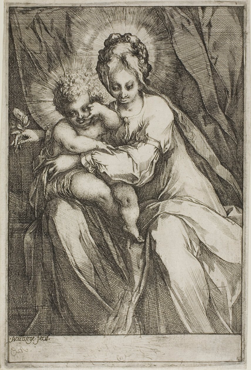 De Maagd en het Kind met een roos door Jacques Bellange