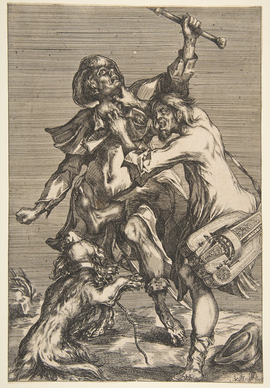 Twee Vechtende Bedelaars door Jacques Bellange
