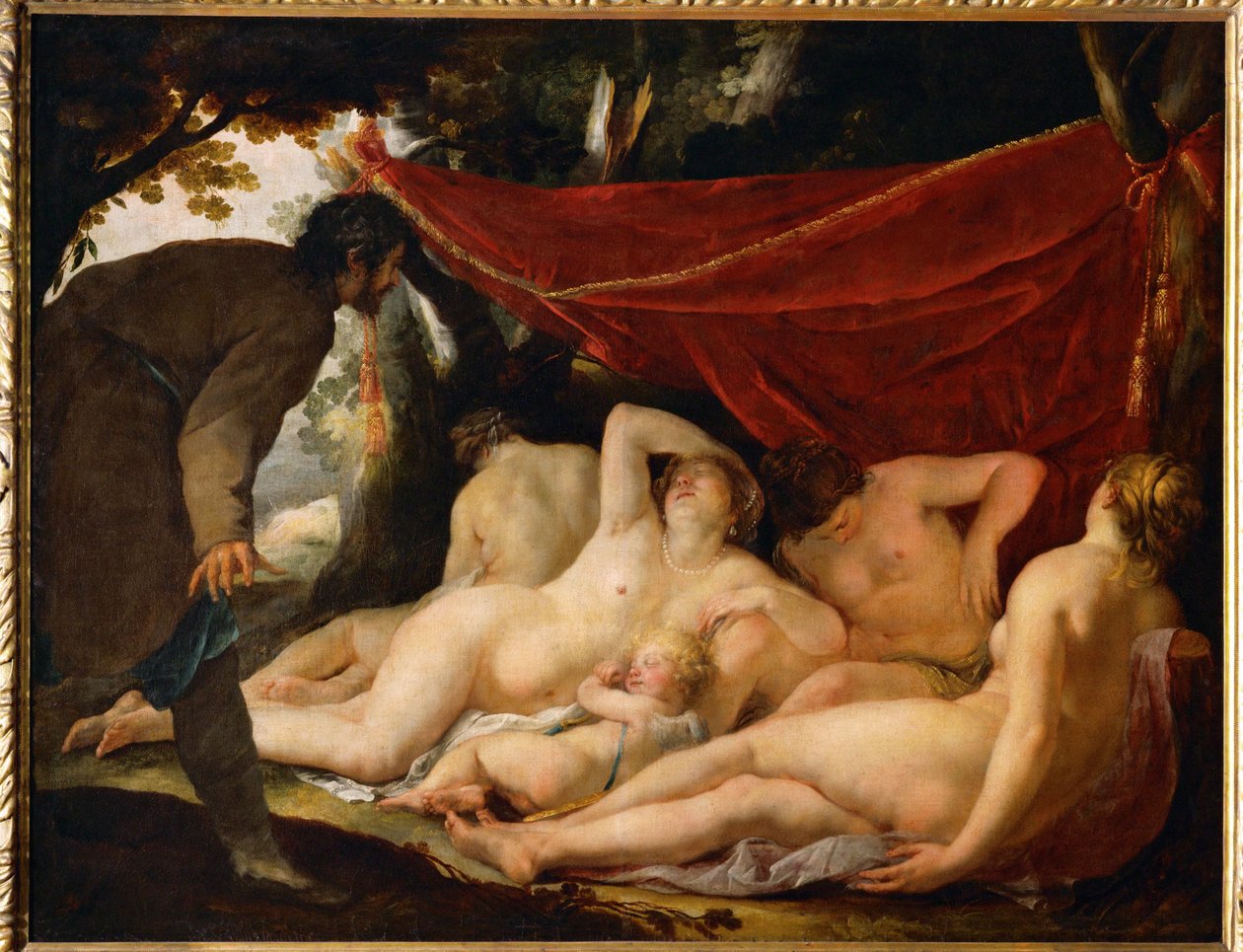 Venus en de Gratiën verrast door een sterfelijke ... door Jacques Blanchard