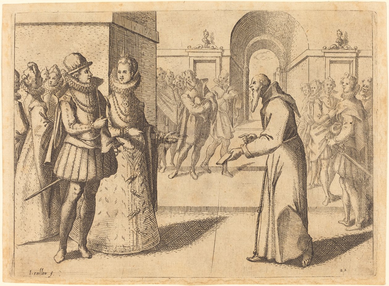 Een kapucijn die de dank van de koning van Beieren brengt door Jacques Callot
