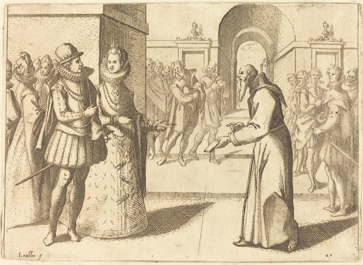 Een Capucio die de Dank van de Koning van Beieren Brengt door Jacques Callot