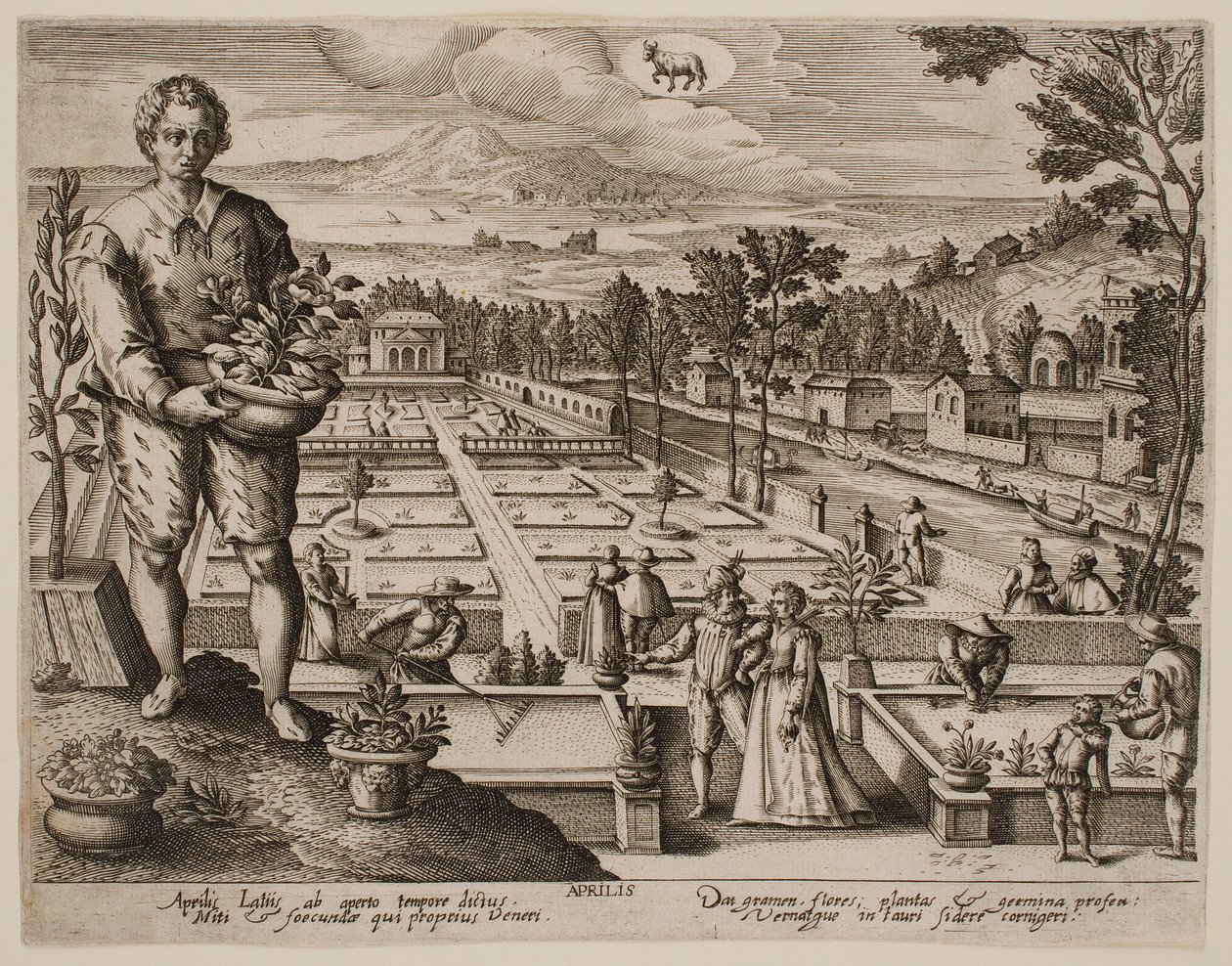 April, uit de serie „De maanden“ door Jacques Callot