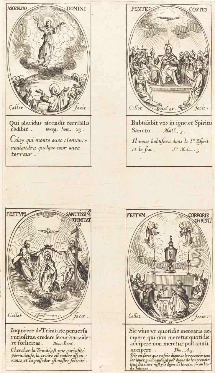 Hemelvaart, Pinksteren, Drie-eenheid, Sacramentsdag door Jacques Callot