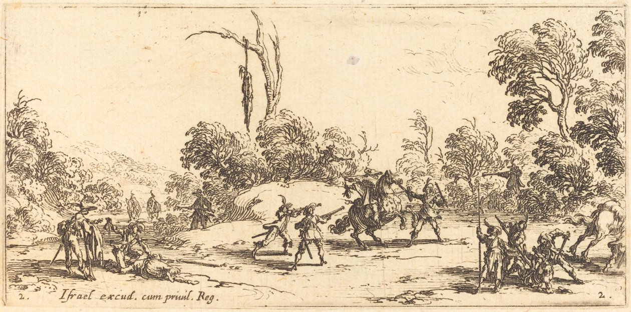 Aanval op reizigers op de snelweg door Jacques Callot