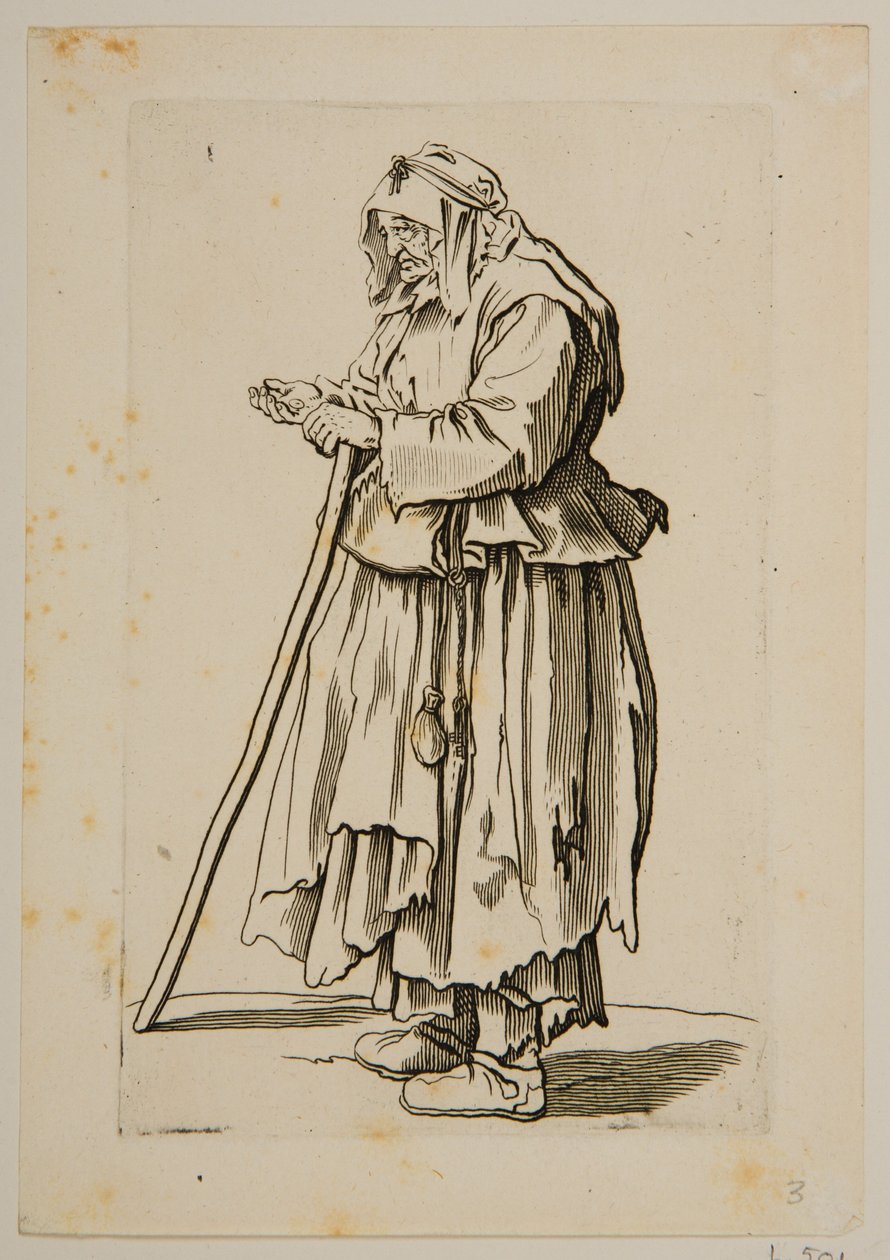 Bedelares ontvangt aalmoezen door Jacques Callot