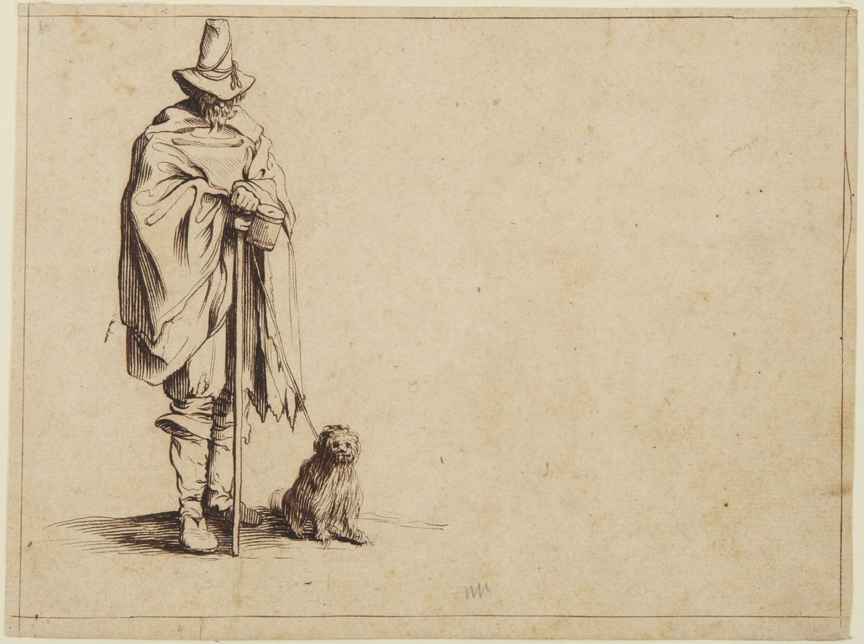 Bedelaar met hond door Jacques Callot