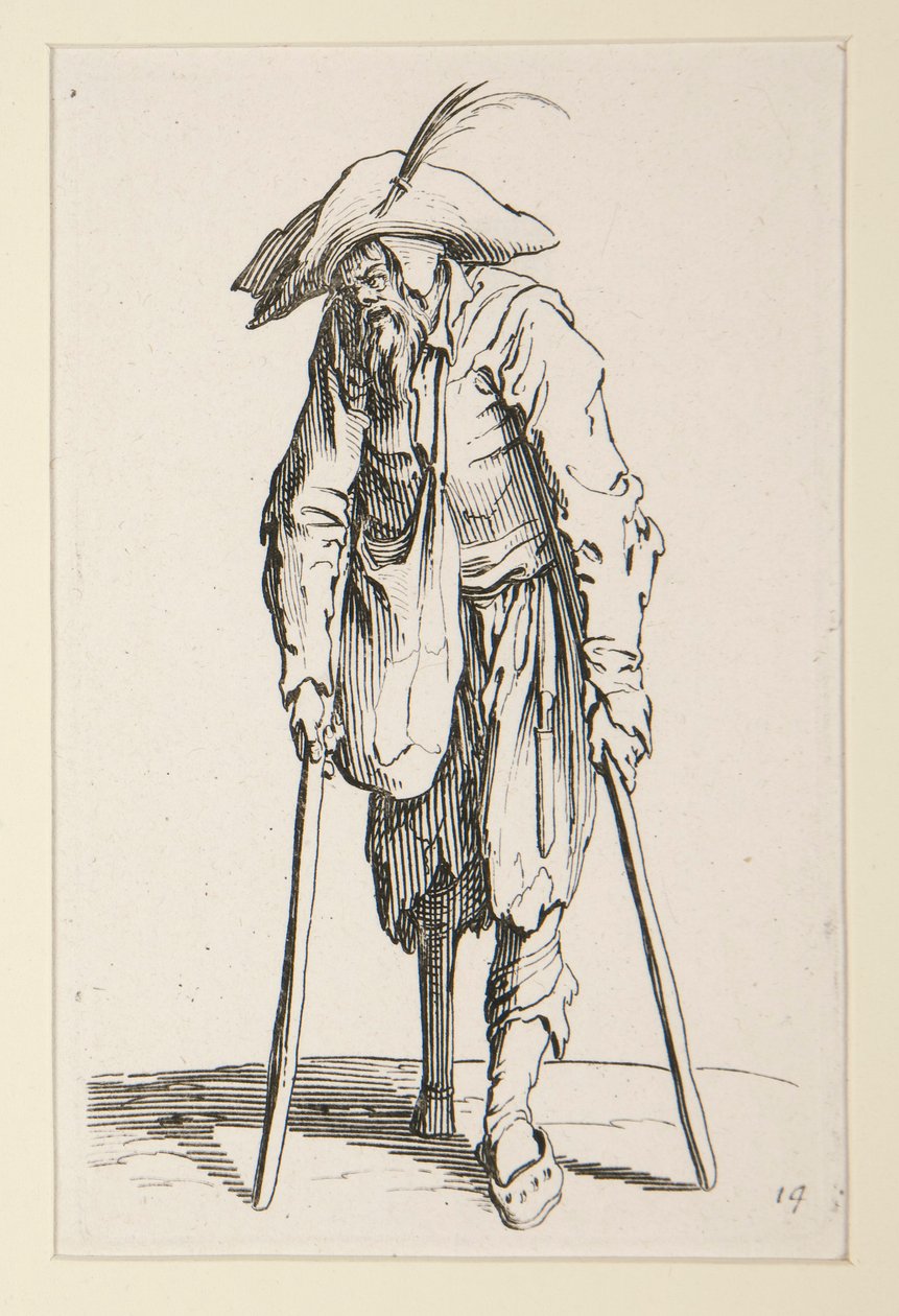 Bedelaar met een Houten Been, uit De Bedelaars door Jacques Callot
