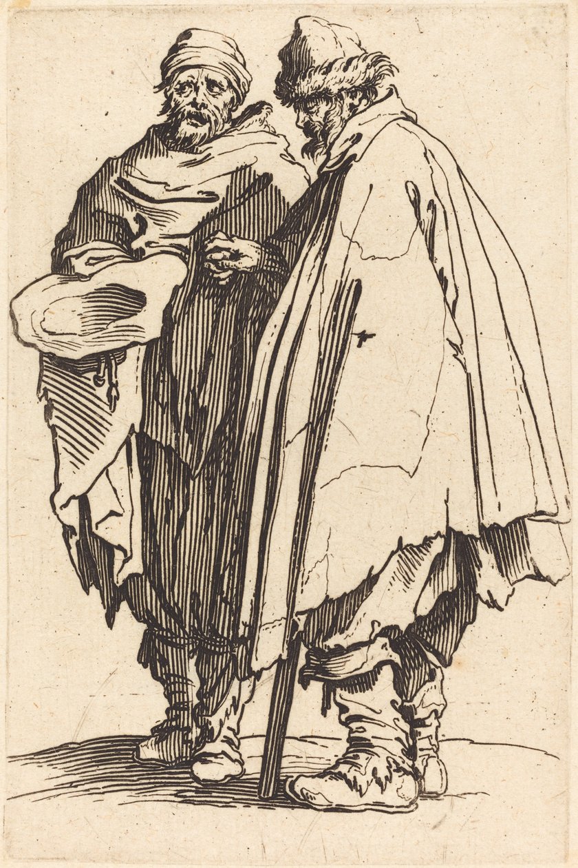 Blinde bedelaar en metgezel door Jacques Callot