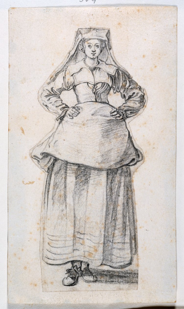 Bourgeoises Dans Differentes Attitudes, uit Prints Album 21, nummer 304 door Jacques Callot