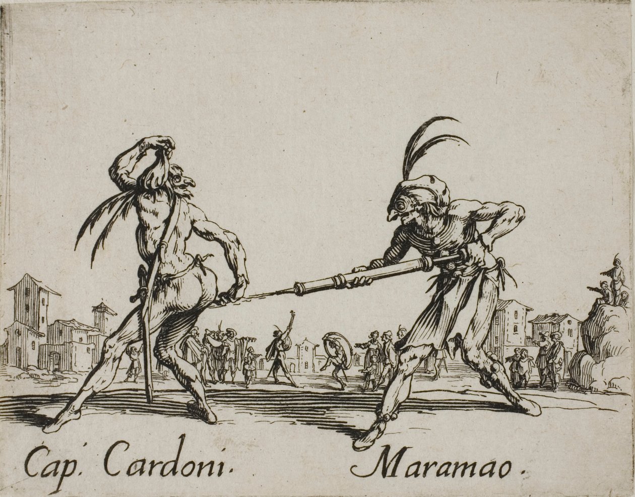 Kapitein Cardoni - Maramao, plaat 22 van Balli di Sfessania door Jacques Callot